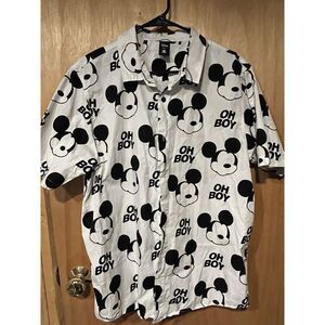 Disney All Over Print  Mickey By neff mens large short sleeve button down (BR)